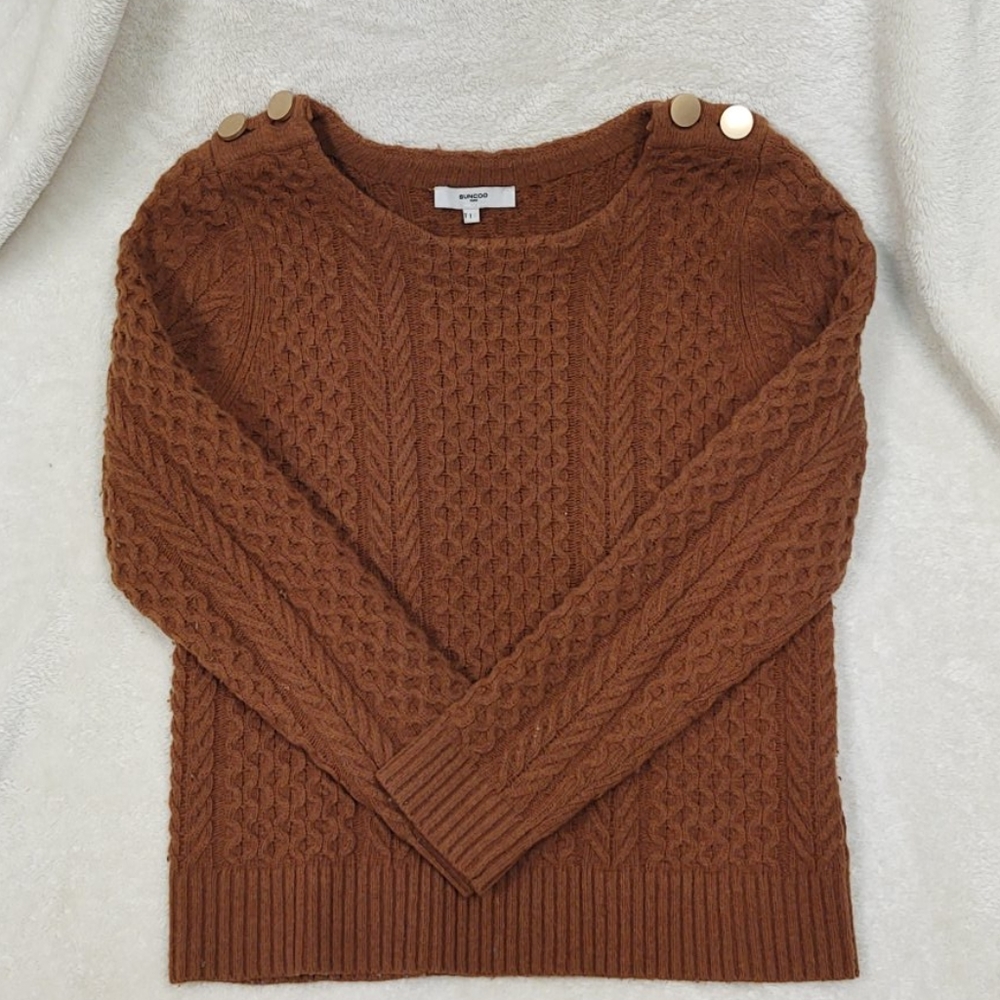 NWT Suncoo Paris Wool cognac cable knit sweater